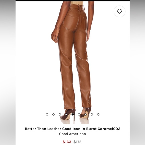 Good American Faux Leather Pants in Burnt Caramel - Picture 2 of 5